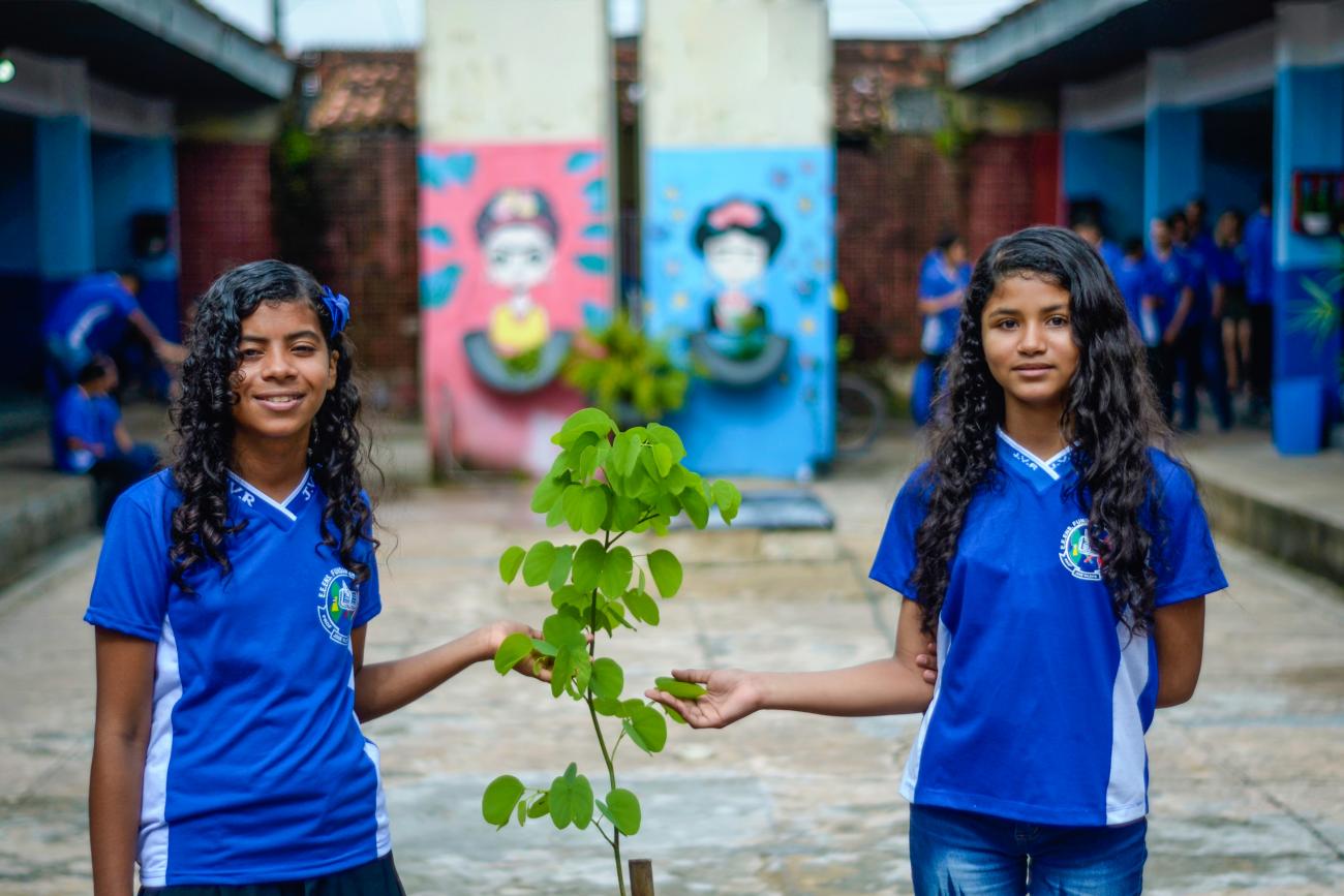 Alunos da escola José Valente estão cuidando do Cantinho Verde entregue pela Sedap